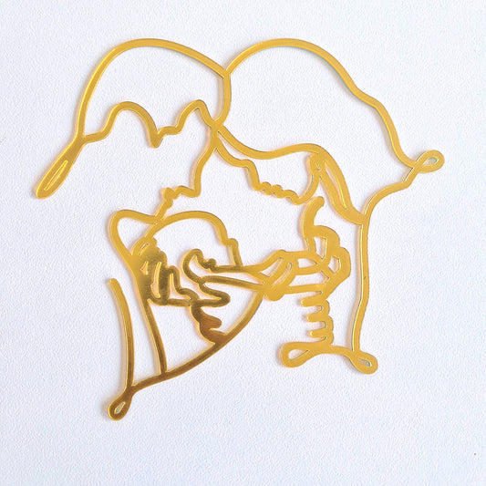 Line Art Couple & Baby Gold Topper